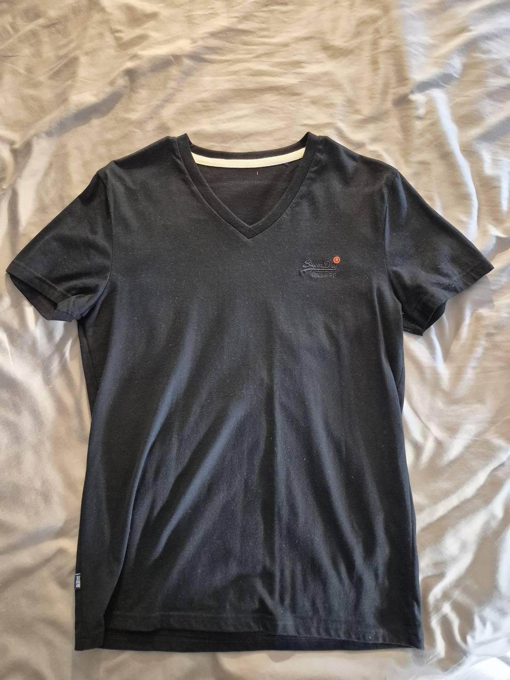 Superdry Black V-Neck Tee with Small Logo